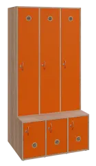 SSB - 180 - 90 šatní skříň s botníkem, 3-dvéřová, 1800x900x400/600 mm, korpus dub bardolino, dvířka